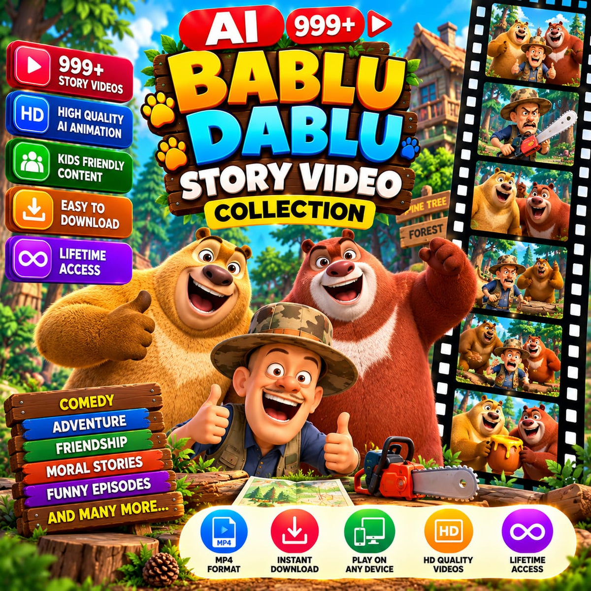 AI Bablu Dablu 999+ Story Video Collection | Digital Video Bundle