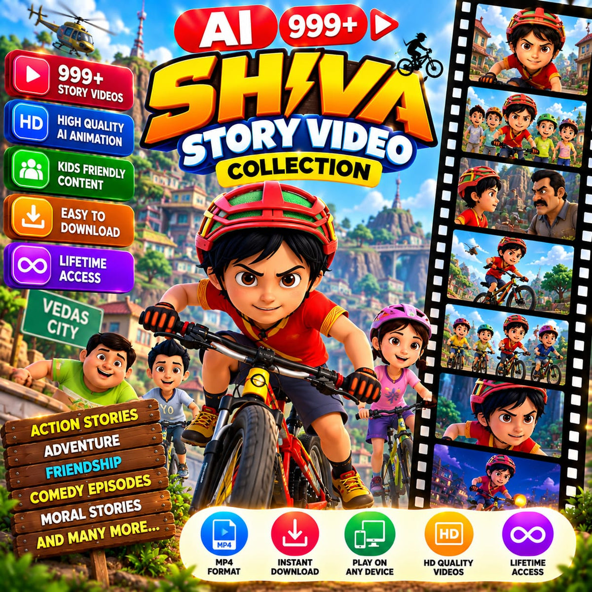AI Shiva 999+ Story Video Collection | HD Animated Videos | Digital Bundle