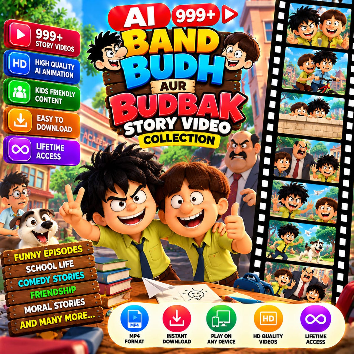 AI Band Budh Aur Budbak 999+ Story Video Collection | Digital Bundle