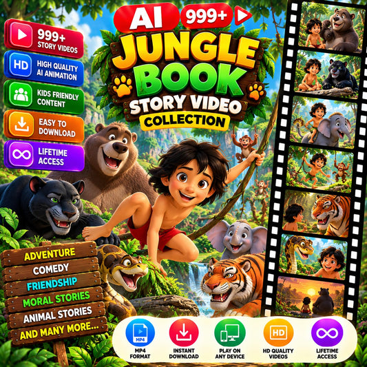 AI Jungle Book 999+ Story Video Collection | Digital Video Bundle