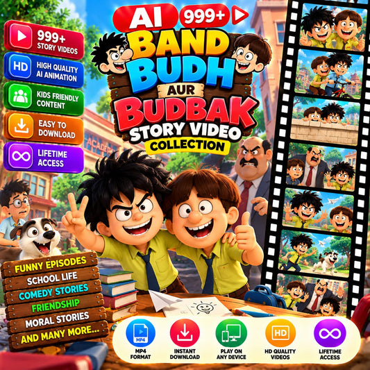 AI Band Budh Aur Budbak 999+ Story Video Collection | Digital Bundle